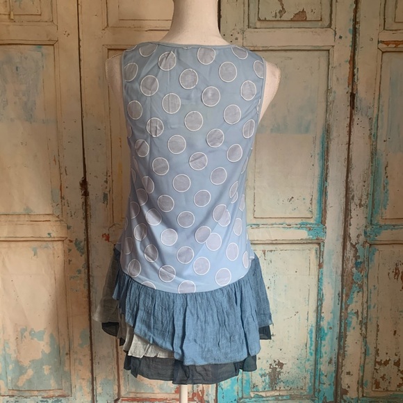 Ruffle polka dot tank top tunic blouse - Picture 2 of 4